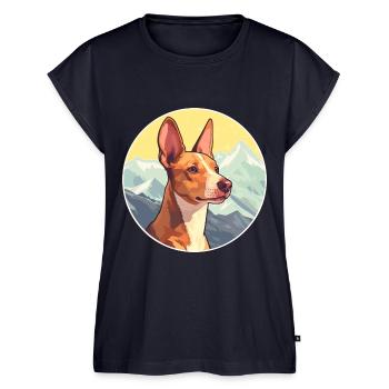 Podenco Ibicenco Hunderasse Cartoon Kawaii Watercol - Frauen Premium Bio Top - Navy - Vorne - AI Model Female 172 light (172cm)