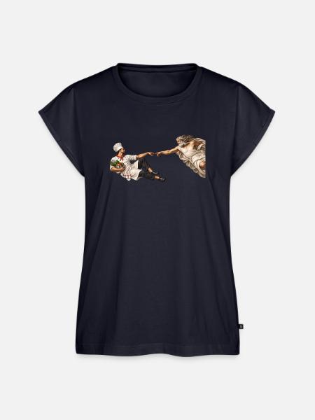Die Erschaffung des Kochs - Frauen Premium Bio Top - Navy