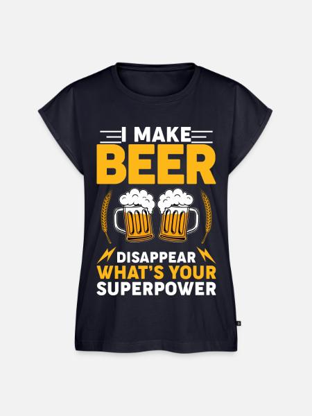 Bier verschwinden – Welche Superkraft? - Frauen Premium Bio Top - Navy