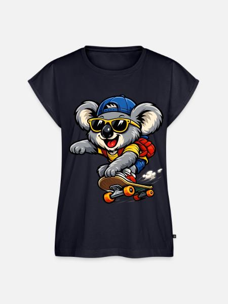Koala beim Skateboarding – Cooler Skater - Frauen Premium Bio Top - Navy