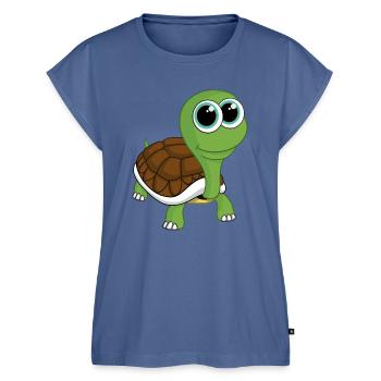 Comic Schildkröte - Frauen Premium Bio Top - Taubenblau - Vorne - AI Model Female 172 light (172cm)