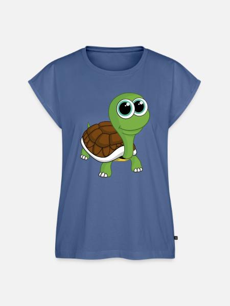 Comic Schildkröte - Frauen Premium Bio Top - Taubenblau