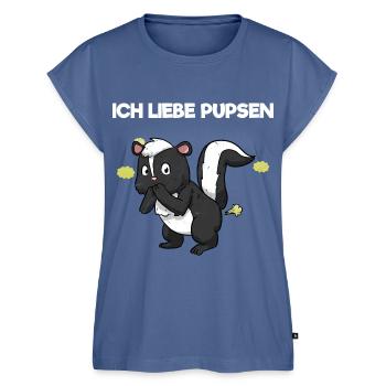 Ich Liebe Pupsen Stinktier Pups Furz Lustiges - Frauen Premium Bio Top - Taubenblau - Vorne - AI Model Female 172 light (172cm)