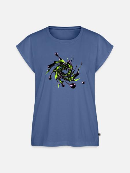 Giftiger Neon-Flüssigchromwirbel - Frauen Premium Bio Top - Taubenblau