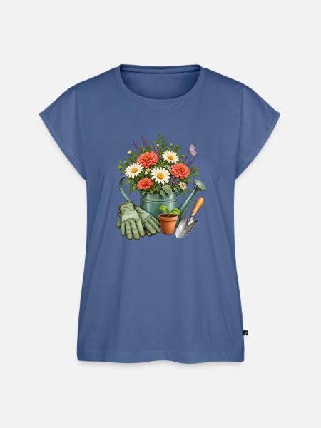 Floristin Geschenkidee Zinkgießkanne Gartenliebe - Frauen Premium Bio Top - Taubenblau