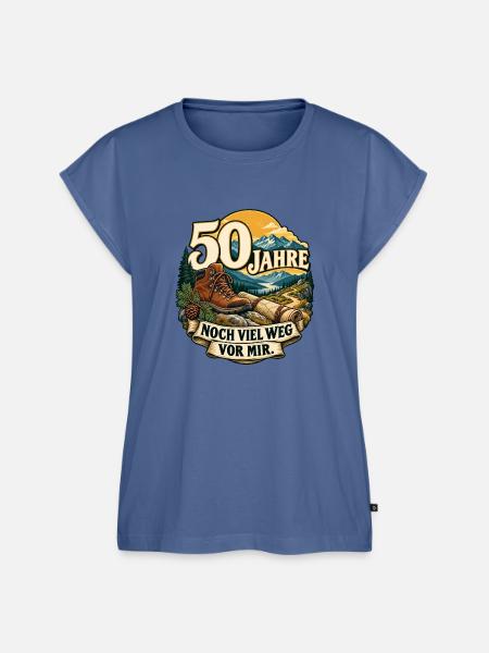 50 Jahre Abenteuerweg - Frauen Premium Bio Top - Taubenblau