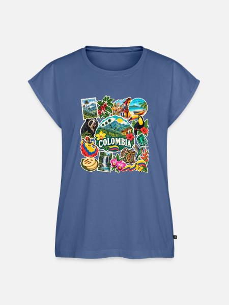 Kolumbien Reisesticker - Frauen Premium Bio Top - Taubenblau