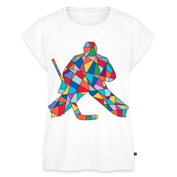 Eishockey Torwart Jungen Herren Eishockeyspieler - Frauen Premium Bio Top - Weiß - Vorne - AI Model Female 172 light (172cm)