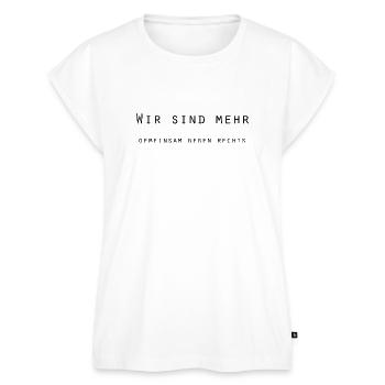 Wir sind mehr - gemeinsam gegen Rechts - Frauen Premium Bio Top - Weiß - Vorne - AI Model Female 172 light (172cm)