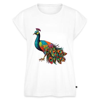 Pfau Niedliche Karikatur Kawaii Aquarell Tier Haustier - Frauen Premium Bio Top - Weiß - Vorne - AI Model Female 172 light (172cm)