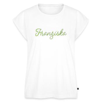 Franziska Grüne Kalligrafie - Frauen Premium Bio Top - Weiß - Vorne - AI Model Female 172 light (172cm)