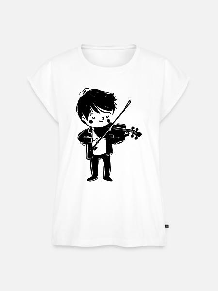 Cartoon Violine Junge - Frauen Premium Bio Top - Weiß