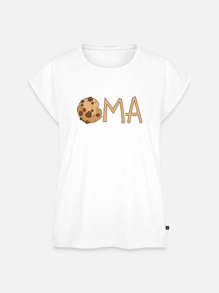 Oma mit Keks – Braun - Frauen Premium Bio Top - Weiß