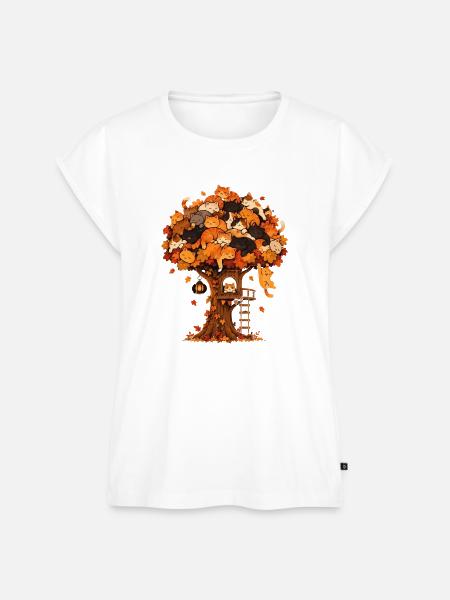 Katzenbaum Herbsttraum - Frauen Premium Bio Top - Weiß