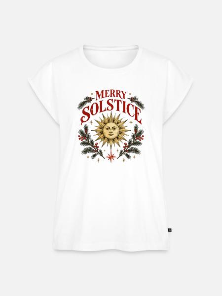 Fröhliche Sonnenwende Wintersonne Volksdesign - Frauen Premium Bio Top - Weiß