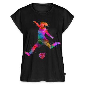 Fußballer Spieler Fußballspieler Mädchen Fußball - Frauen Premium Bio Top - Schwarz - Vorne - AI Model Female 172 light (172cm)