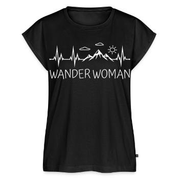 Wander Woman Herzschlag Wandern Berge Wanderwoman - Frauen Premium Bio Top - Schwarz - Vorne - AI Model Female 172 light (172cm)