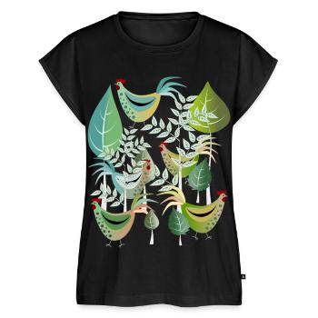 Vogel Huhn Hahn Hühner Frühling Henne Ostern - Frauen Premium Bio Top - Schwarz - Vorne - AI Model Female 172 light (172cm)