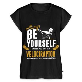 Wendiger Velociraptor Kreidezeit - Frauen Premium Bio Top - Schwarz - Vorne - AI Model Female 172 light (172cm)