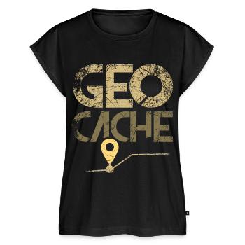 Geocache Geocaching Geocatcher Geocatcherin - Frauen Premium Bio Top - Schwarz - Vorne - AI Model Female 172 light (172cm)