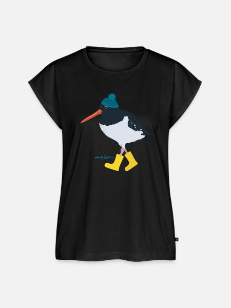 Austernfischer mit Gummistiefeln moin - Frauen Premium Bio Top - Schwarz