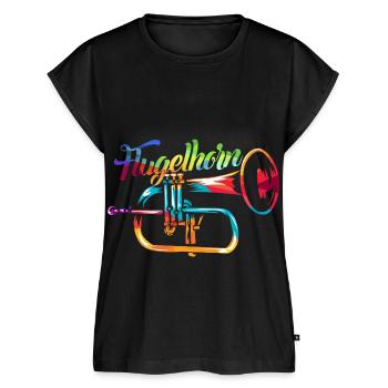 Swingendes Flügelhorn Blasmusik - Frauen Premium Bio Top - Schwarz - Vorne - AI Model Female 172 light (172cm)