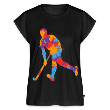 Feldhockey Bunter Hockeyspieler Kinder Hockey - Frauen Premium Bio Top - Schwarz - Vorne - AI Model Female 172 light (172cm)