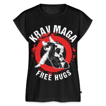 Krav Maga Kampfsport Israel Krav Maga Kämpfer - Frauen Premium Bio Top - Schwarz - Vorne - AI Model Female 172 light (172cm)