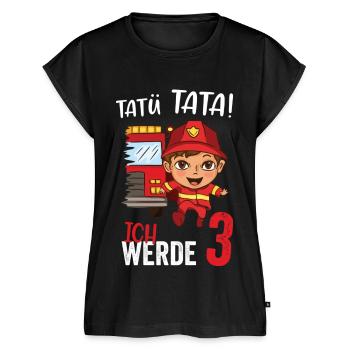 Tatü tata ich werde 3 Jahre Alt Feuerwehr - Frauen Premium Bio Top - Schwarz - Vorne - AI Model Female 172 light (172cm)