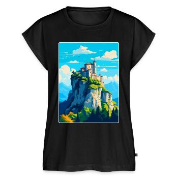 San Marino Vintage Voyage Poster Souvenir - Haut bio Premium Femme - noir - Devant - AI Model Female 172 light (172cm)