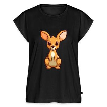Känguru Niedliche Karikatur Kawaii Aquarell Tier Haustier - Frauen Premium Bio Top - Schwarz - Vorne - AI Model Female 172 light (172cm)