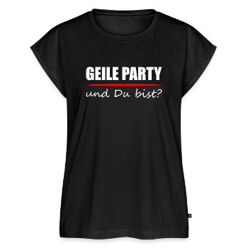 Geile Party und Du bist Lustiger Spruch - Frauen Premium Bio Top - Schwarz - Vorne - AI Model Female 172 light (172cm)