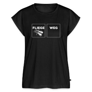 Fliege weg weiß - Frauen Premium Bio Top - Schwarz - Vorne - AI Model Female 172 light (172cm)