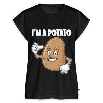 I'm a Potato – Lustige Cartoon-Kartoffel - Frauen Premium Bio Top - Schwarz - Vorne - AI Model Female 172 light (172cm)