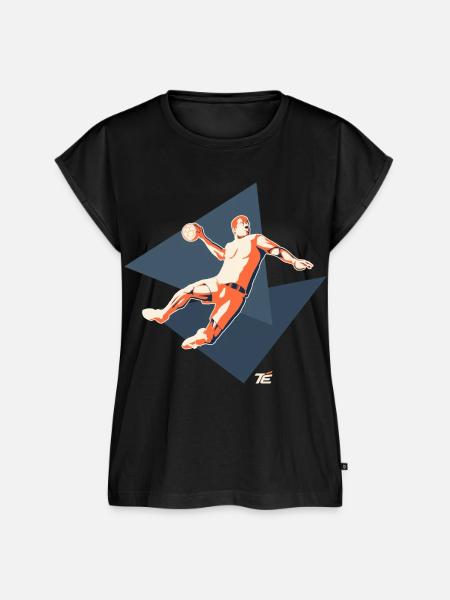 Handballspieler im Sprungwurf – Retro Stil - Frauen Premium Bio Top - Schwarz
