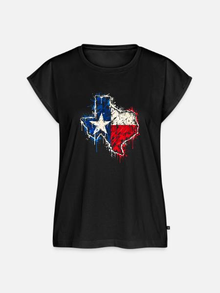 Texas Spray Flag Splash - Frauen Premium Bio Top - Schwarz