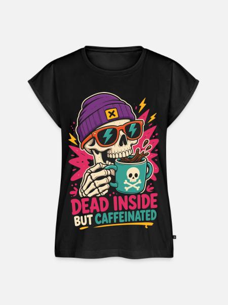 Kaffee-Totenkopf – Dead Inside But Caffeinated - Frauen Premium Bio Top - Schwarz