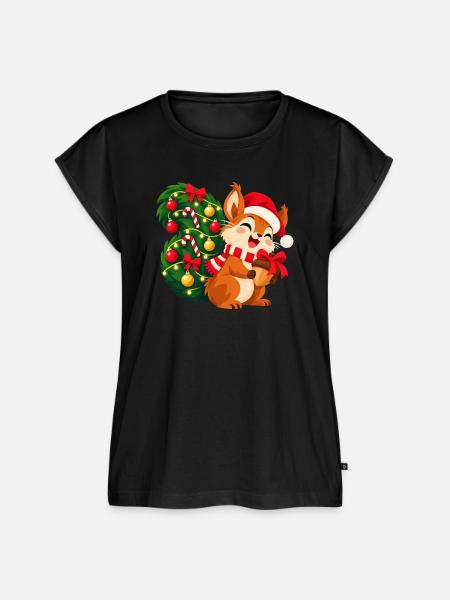 Weihnachtliches Eichhörnchen - Frauen Premium Bio Top - Schwarz