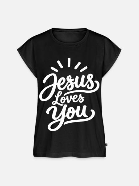 Jesus liebt dich christlicher Glaube - Frauen Premium Bio Top - Schwarz