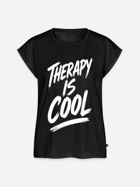 Therapy Is Cool Spruch Geschenk - Frauen Premium Bio Top - Schwarz
