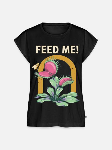 Feed Me Karnivorische Blütenkunst - Frauen Premium Bio Top - Schwarz