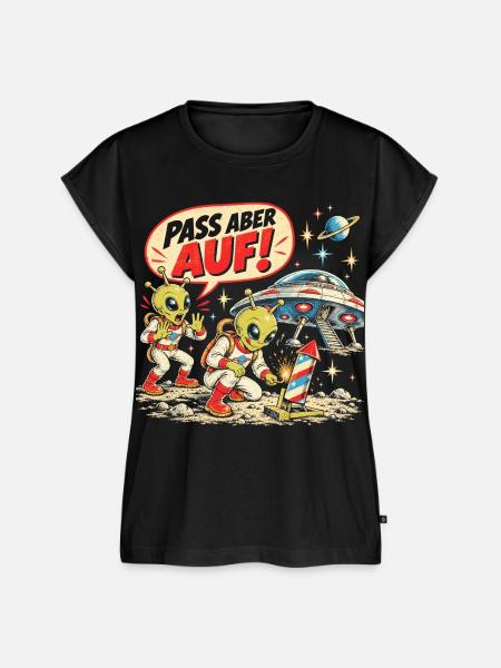 Pass aber auf – Alien Feuerwerk - Frauen Premium Bio Top - Schwarz