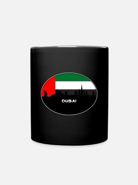 Dubai-Uae-Flaggen-Skyline-Schattenbild-Reise - Tasse einfarbig - Schwarz
