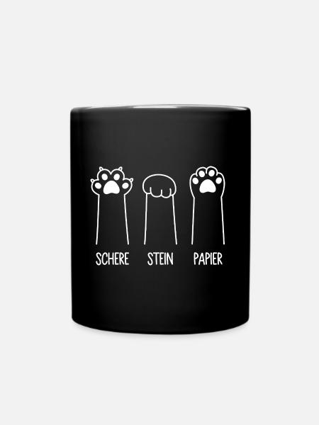 Katzenpfoten Katze Pfote Spiel Schere Stein Papier - Tasse einfarbig - Schwarz