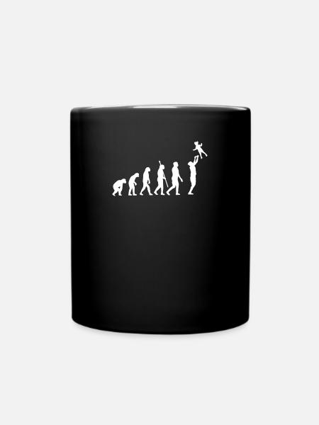 Papa Evolution Dad Vater Entwicklung Paps - Tasse einfarbig - Schwarz