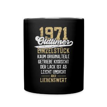 LUSTIG 55. GEBURTSTAG OLDTIMER 1971 EINZELSTÜCK - Tasse einfarbig - Schwarz - Vorne