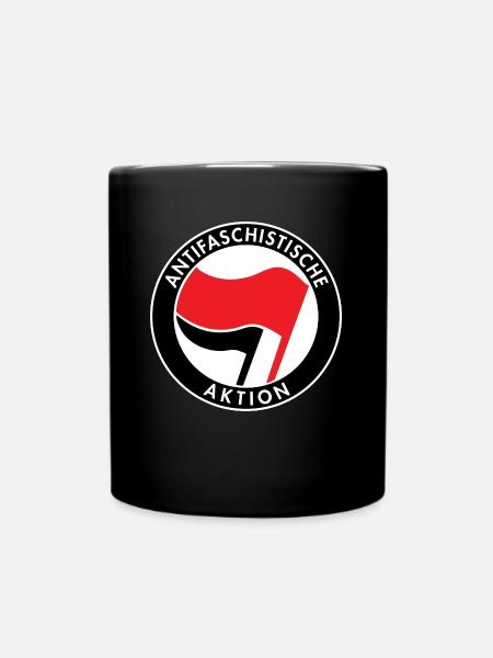 Antifaschistische Aktion, Antifa Logo, Flaggen - Tasse einfarbig - Schwarz