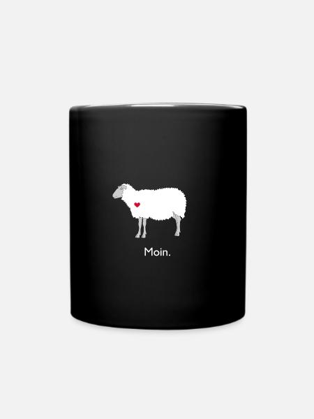 Schaf Moin ausgeschlafen? Deichschaf Schafe zählen - Tasse einfarbig - Schwarz
