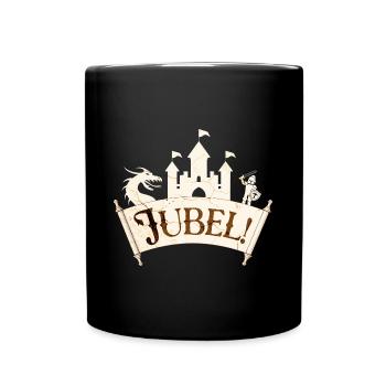 Jubel - Der Drache wird bezwungen! - Tasse einfarbig - Schwarz - Vorne