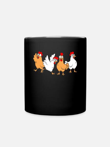 Lustige Hühner - Tasse einfarbig - Schwarz